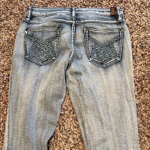 Women's Light Blue Jeans with Embellished Pockets